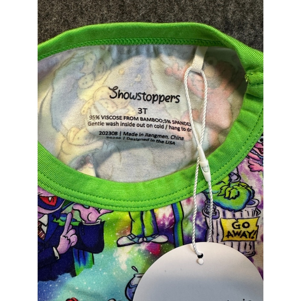 Showstoppers Bamboo Toddler Pajama Set Colorful Character Print Boys Girls 3T - Picture 3 of 9